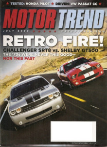 MOTOR TREND 2008 JULY - SHELBY GT500 vs CHALLENGER SRT8, VW CC, X6, GT500KR